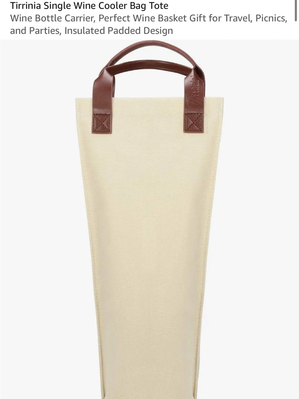 Cream Tote Wine Cooler with Brown Handles